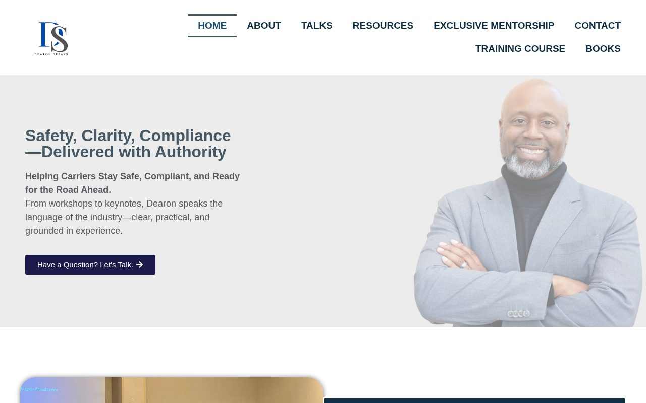 Dearon Speaks website homepage