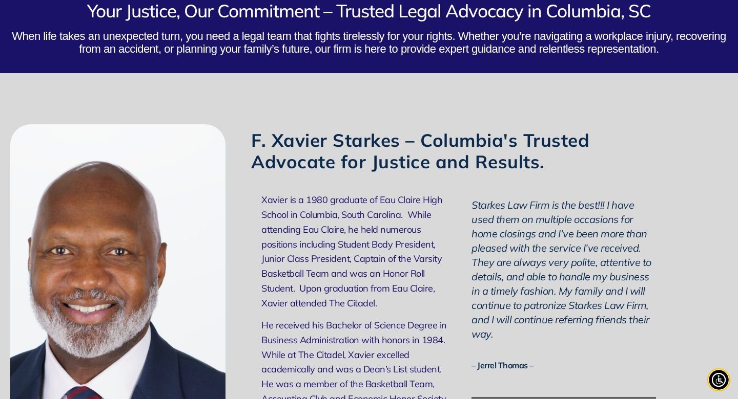 Starkes Law Firm website homepage